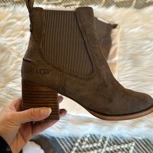 Ugg Brown Suede Stacked Heel Boots